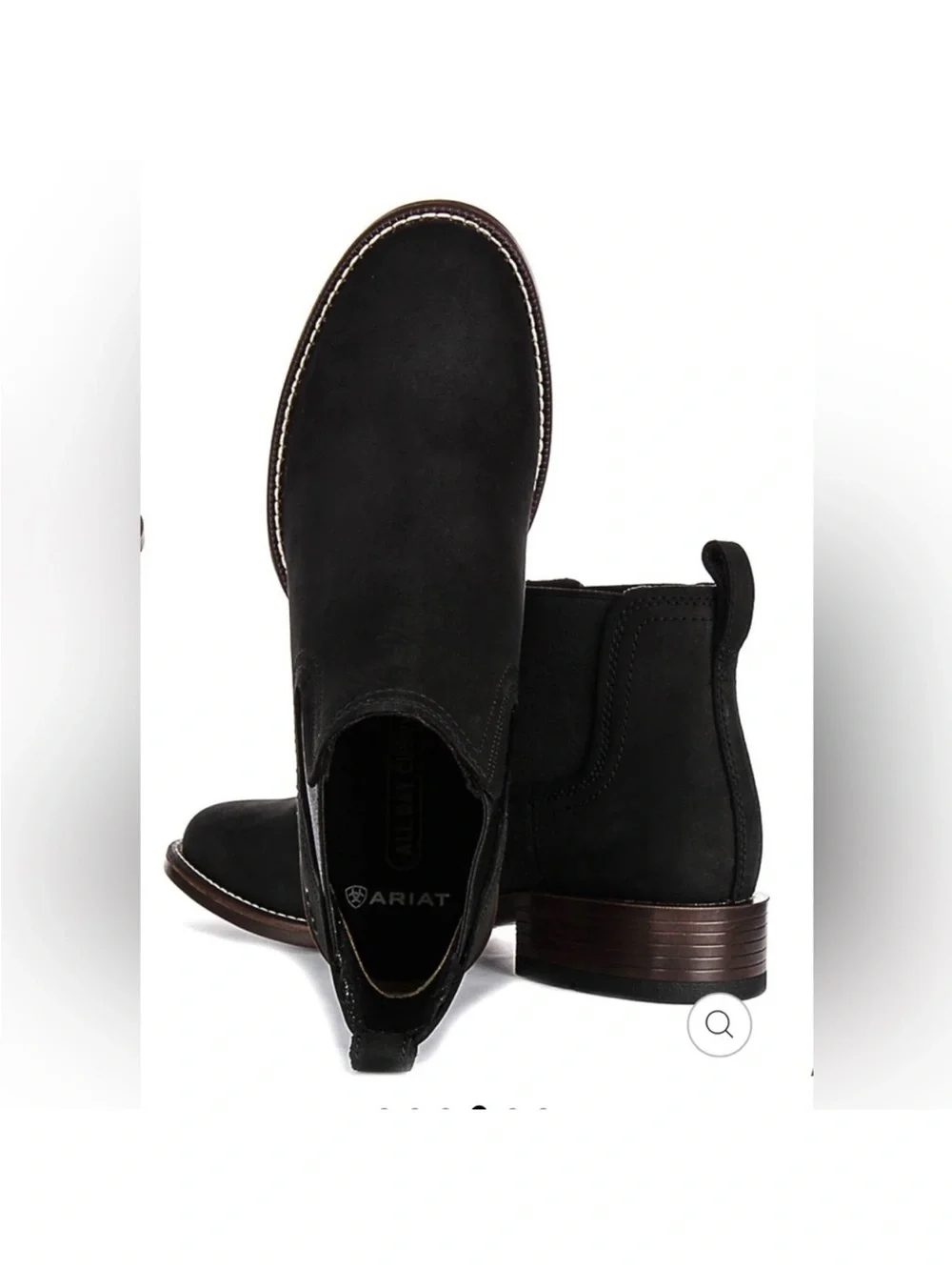 ARIAT Sz 9 Booker Ultra Round Toe Black Suede Chelsea Boots Worn 1x Orig $189